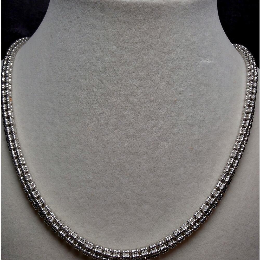 24" 5.1mm 41g 5-Line DC Ice Barrel Chain w/Rhodium Solid 925 Sterling Silver